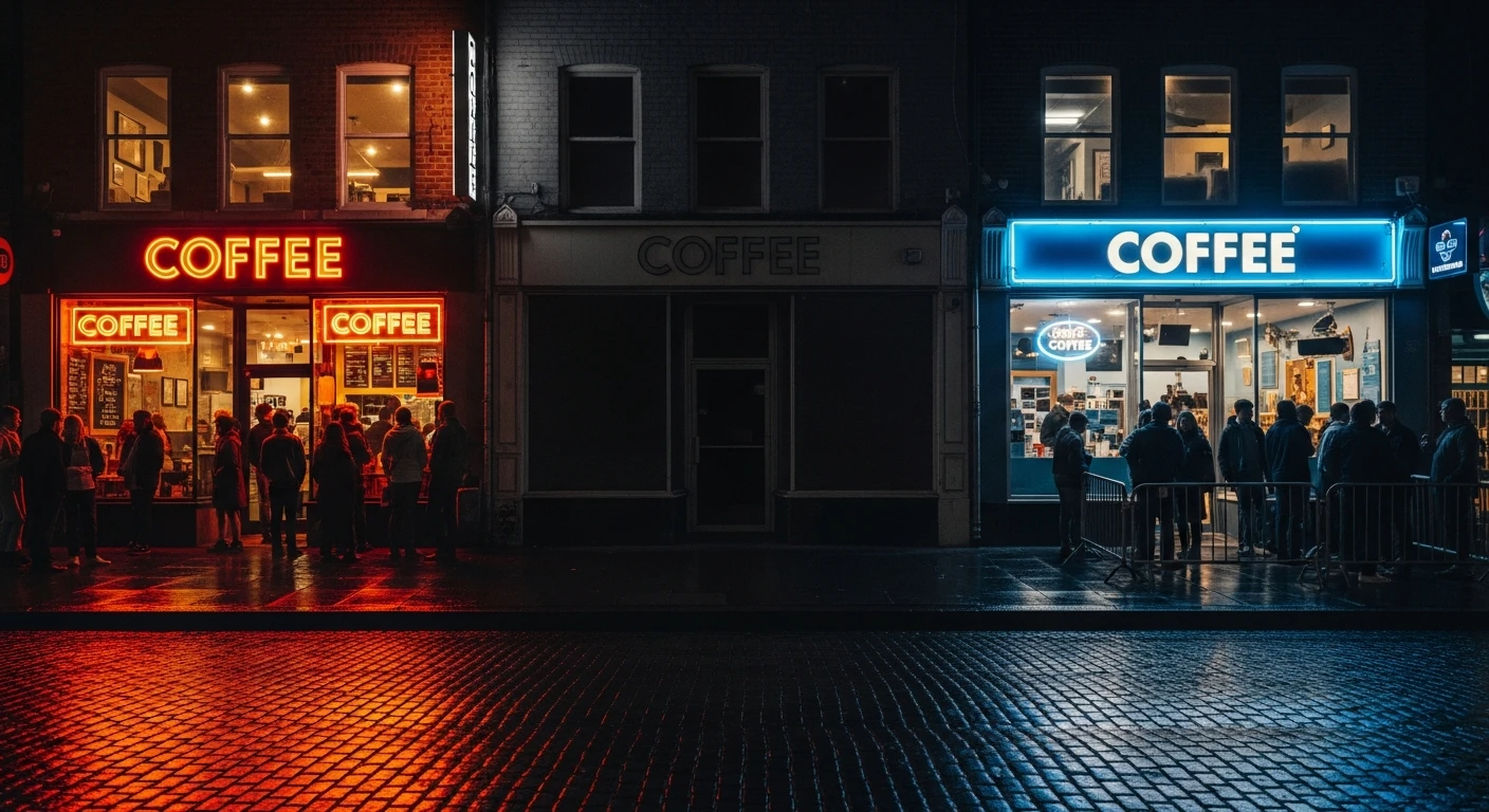 Three businesses side by side — two thriving, one dark and invisible to AI agents