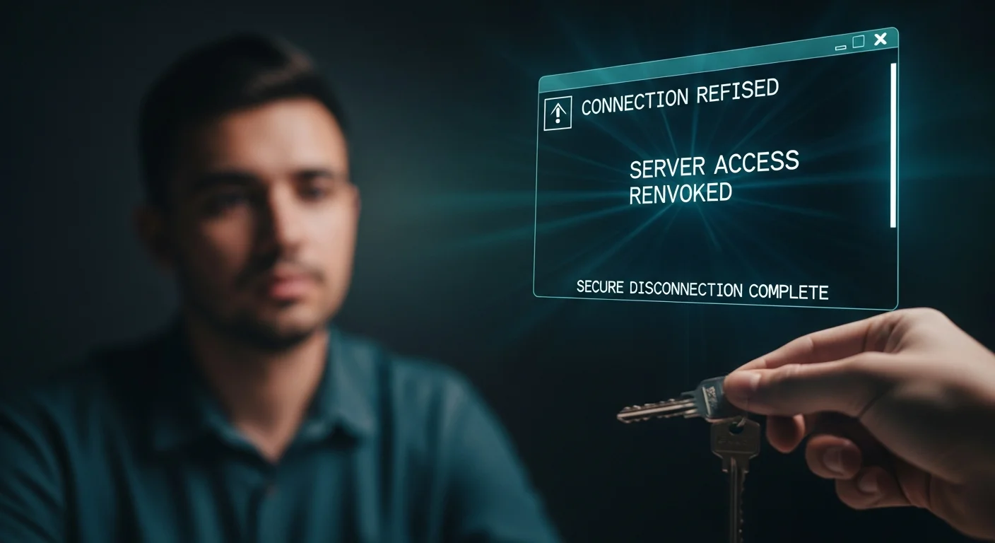 All credentials deleted on-screen and server access returned to client