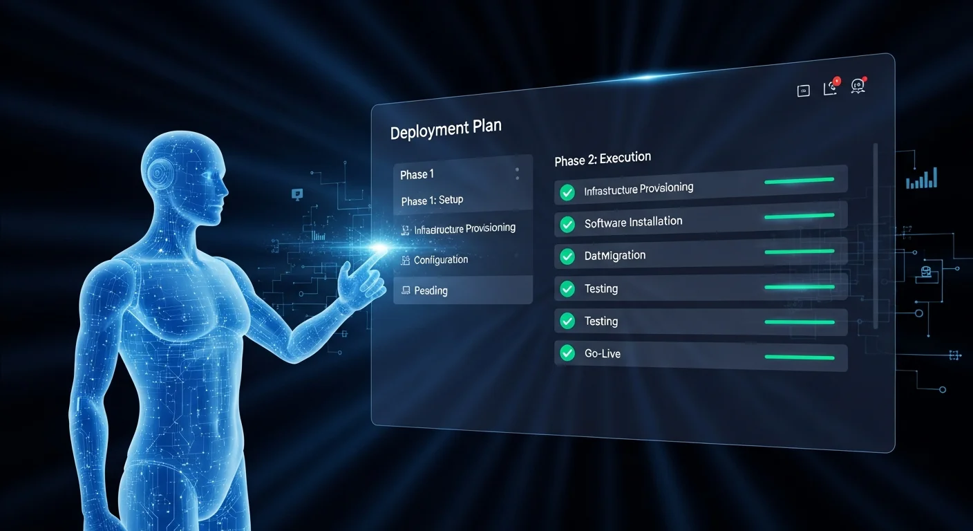 Deployment agent displaying the full installation plan before executing