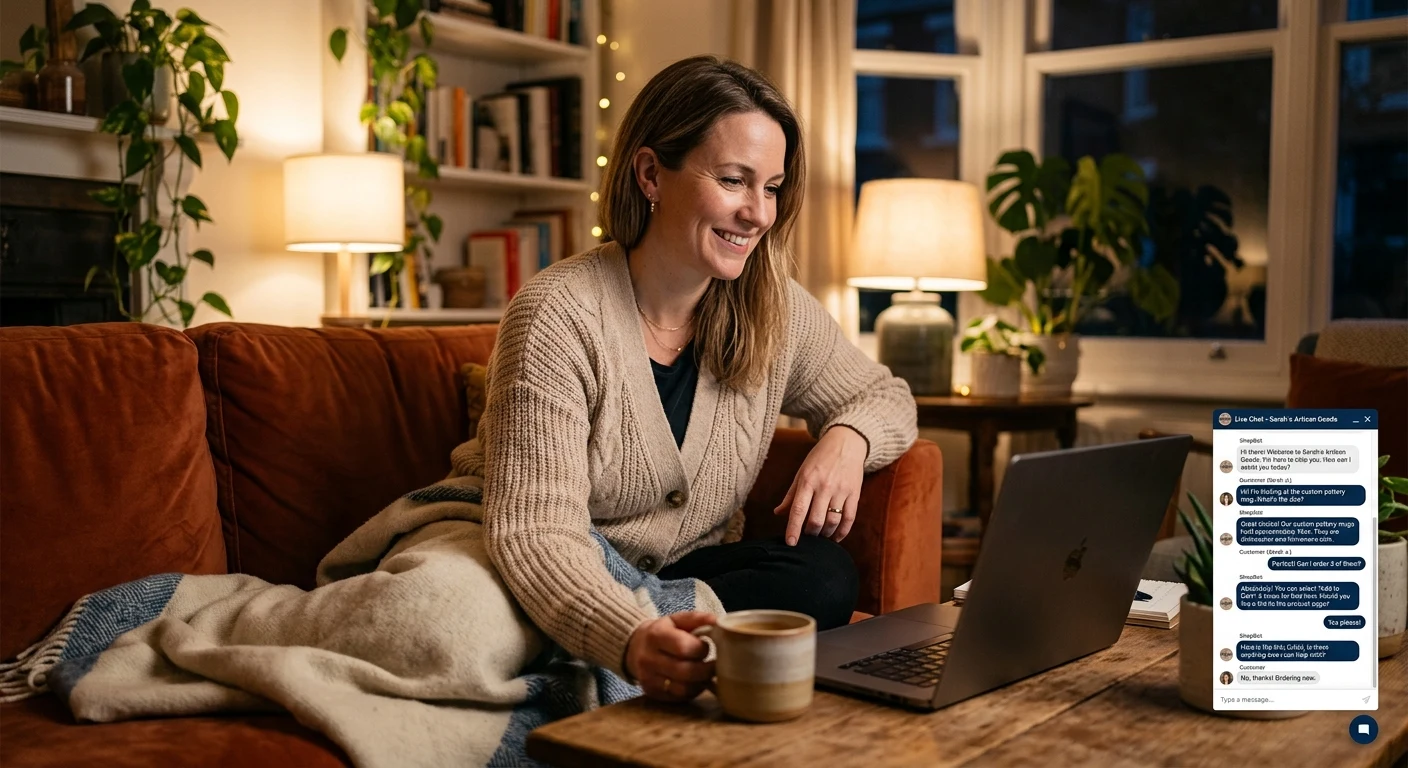 Business owner watching a website chat conversation happen on its own