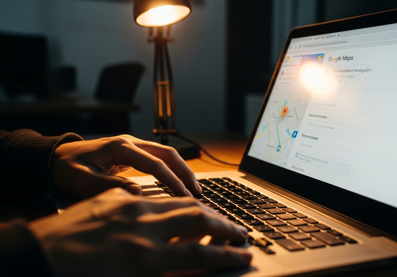 Editing Google Business Profile on laptop