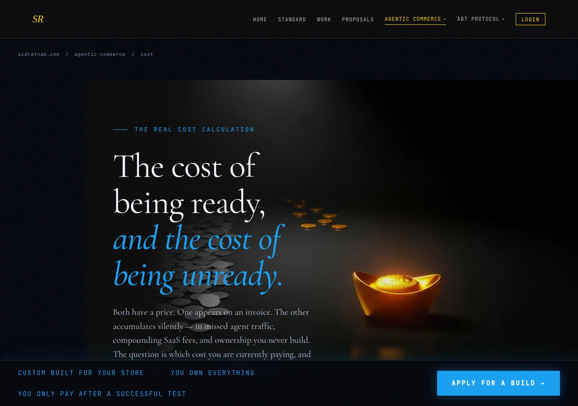 sidratnam.com — Cost vs Benefit pricing page