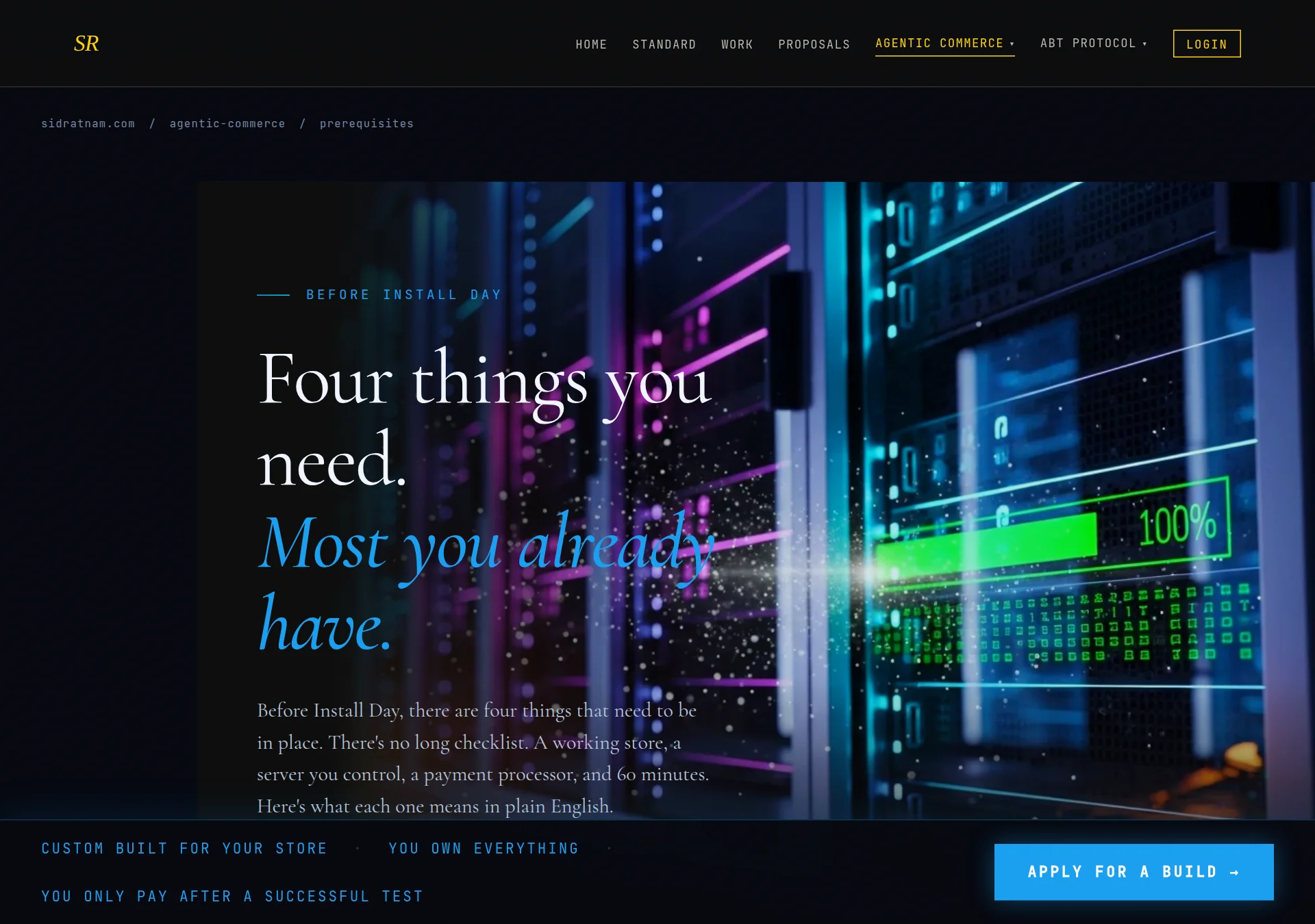 sidratnam.com — Prerequisites checklist page